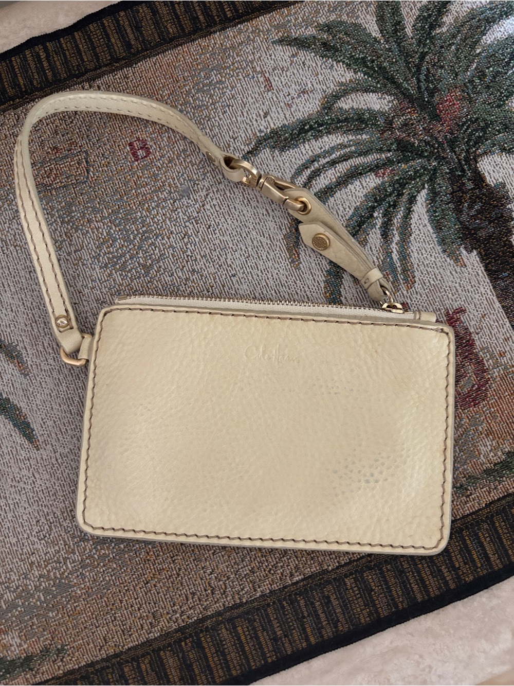 Cole Haan Butter Yellow Pebble Leather Wristlet Clutch